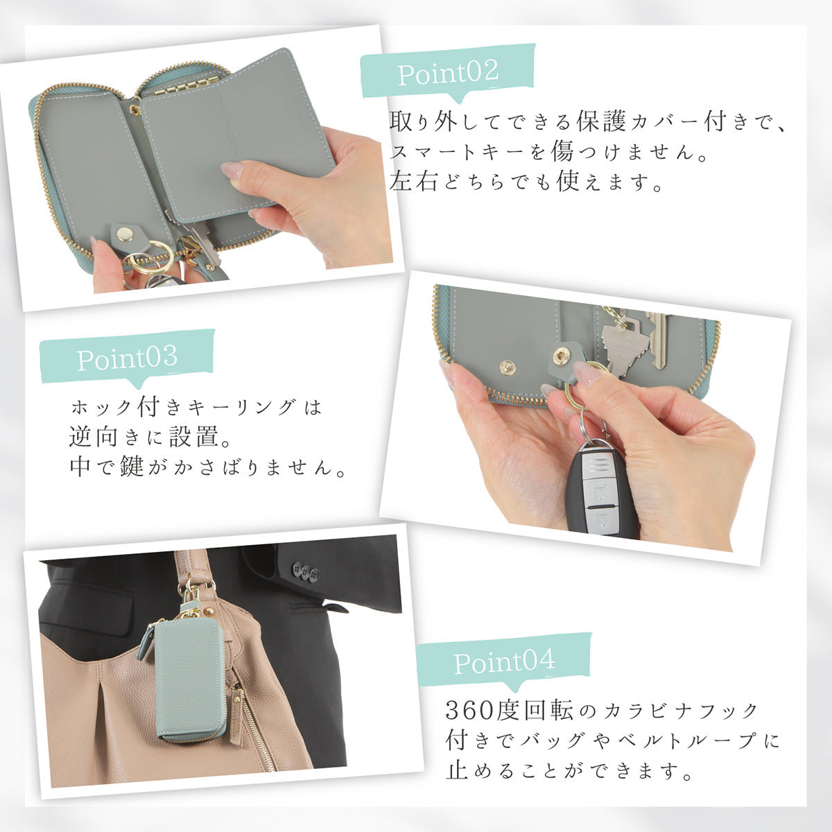 スマートキーケース 5連キーケース レディース 本革 かわいい くすみカラー シボ革 ファスナー スマートキー カバー メンズ カラビナ付き 高級 おしゃれ キーリング 大容量 カード入れ トヨタ ホンダ 日産 ダイハツ スバル 三菱 プレゼント 20代 30代 40代 50代 60代 母の日