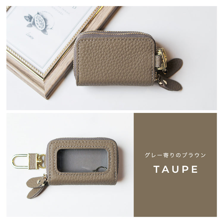 クリア窓付き スマートキーケース 2個収納 レディース 本革 ダブルファスナー 鍵 カラビナ かわいい くすみカラー ファスナー スマートキー シボ革 レザー カバー トヨタ ホンダ 日産 ダイハツ スバル 三菱 プレゼント 透明 ギフト 贈り物
