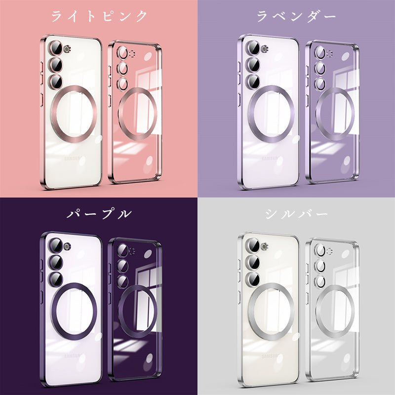 Galaxy S24 S25 ケース メッキTPU クリア Galaxy S23 S24FE スマホケース カメラまで保護 magsafe対応 SC-51E SCG25 SM-S921Q SCG19 SC-51 SM-S911C SC-51F SCG31 SCG30 M-S721 カメラカバー付き 一体型 レンズ保護 スマホケース 耐衝撃 カバー メッキ クリアTPU 韓国 楽天