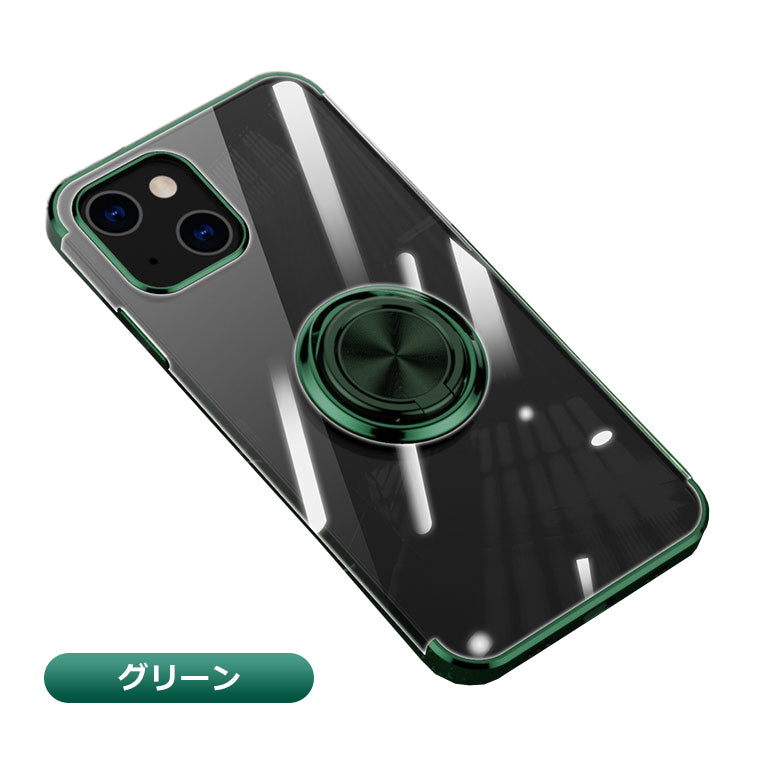 iPhone14 iPhone13 iPhone SE3 ケース リング付き メッキ クリアTPU iPhone SE2 カバー 14Plus 14Pro 14ProMax 13Pro 13ProMax 13mini SE 第2世代 第3世代 iPhone8 iPhone7 アイフォン プロ ミニ スマホケース スマホカバー スタンド リング 韓国 サイドメッキ 耐衝撃
