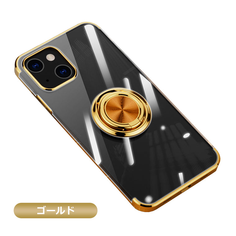 iPhone14 iPhone13 iPhone SE3 ケース リング付き メッキ クリアTPU iPhone SE2 カバー 14Plus 14Pro 14ProMax 13Pro 13ProMax 13mini SE 第2世代 第3世代 iPhone8 iPhone7 アイフォン プロ ミニ スマホケース スマホカバー スタンド リング 韓国 サイドメッキ 耐衝撃