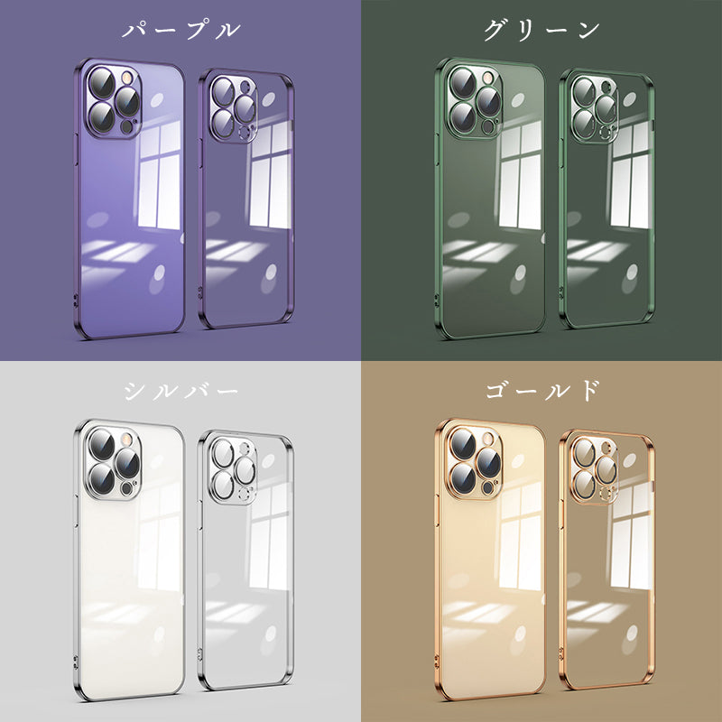 iPhone15 ケース メッキTPU クリア 透明 iPhone14 スマホケース カメラまで保護 カメラ保護 カメラカバー付き レンズ保護一体型 カメラレンズ保護付き iPhone 15Pro max 14plus 15Plus 14Pro max 耐衝撃 アイフォン プロ プロマックス プラス おしゃれ サイドメッキ