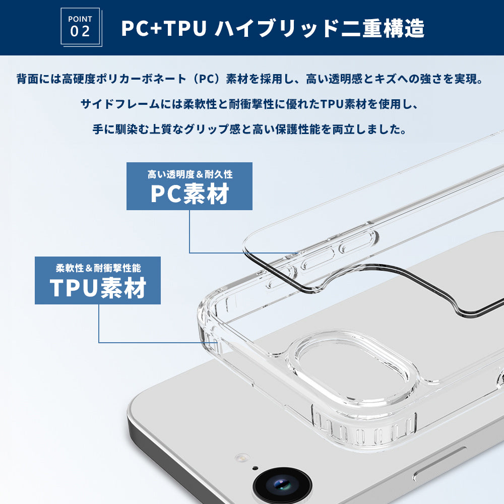 iPhone16e ケース PC+TPU クリアカラー スマホケース iPhone 16e カバー 耐衝撃 二重構造 スマホカバー アイフォン SE4 第4世代