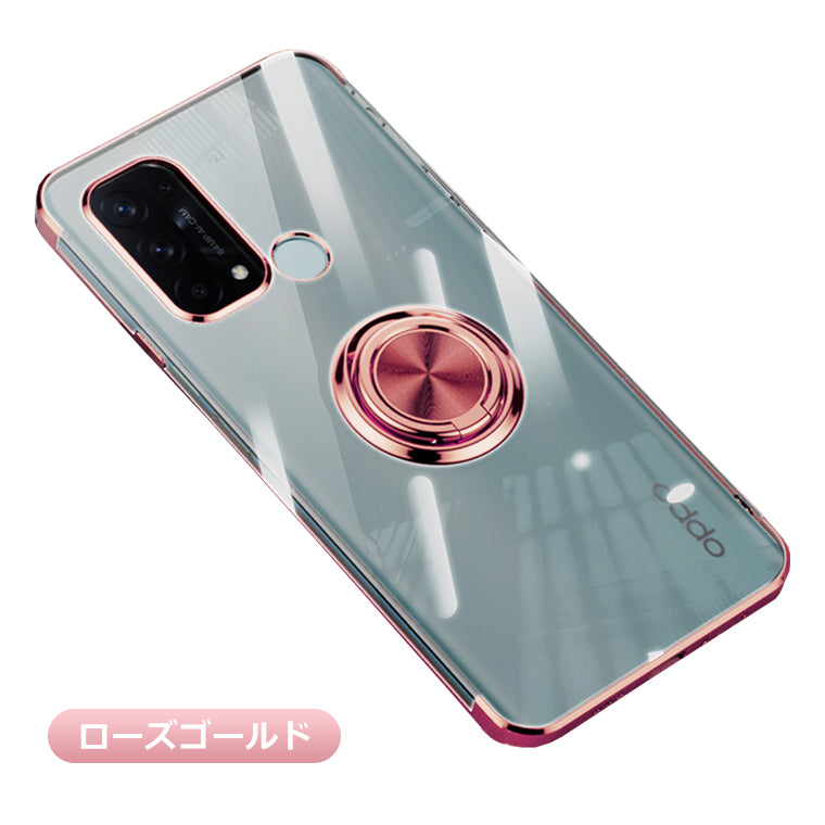 OPPO Reno11A Reno5A OPPO Reno7 A 9A ケース リング付き メッキ クリアTPU カバー OPPO Reno9A 7A スマホケース ソフト OPPO Reno5 A Reno11 A ケース スマホカバー スタンド ストラップホール Reno7A リング 韓国 オッポ 耐衝撃 楽天モバイル SIMフリー A401OP CPH2603