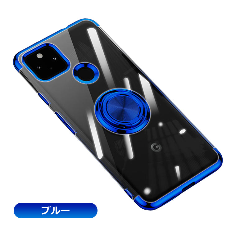 Google Pixel 5a 5G スマホケース Pixel 5a 5G ケース リング付き メッキ クリアTPU カバー Pixel5a 5G ピクセル5a5G ソフト スマホカバー スタンド ストラップホール スマホカバー リング 韓国 サイドメッキ 耐衝撃 グーグル