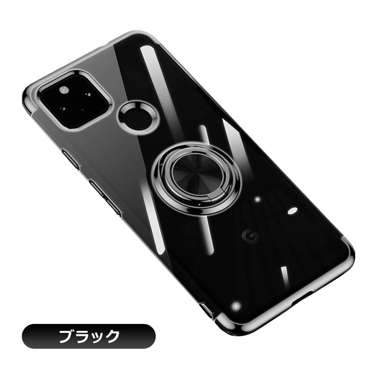Google Pixel 5a 5G スマホケース Pixel 5a 5G ケース リング付き メッキ クリアTPU カバー Pixel5a 5G ピクセル5a5G ソフト スマホカバー スタンド ストラップホール スマホカバー リング 韓国 サイドメッキ 耐衝撃 グーグル