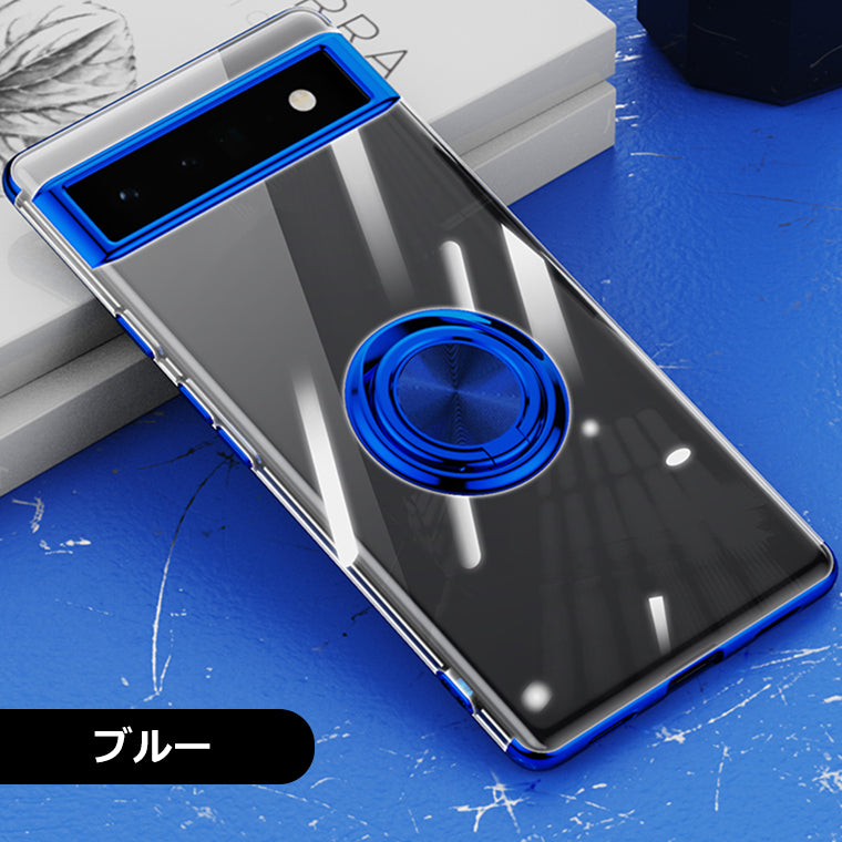 Google Pixel 8a スマホケース Pixel 7a 6a ケース リング付き メッキ クリアTPU カバー Pixel7a 8a ピクセル7a ソフト Google Pixel8a スマホカバー pixel6a スタンド ストラップホール スマホカバー リング 韓国 サイドメッキ 耐衝撃 グーグル