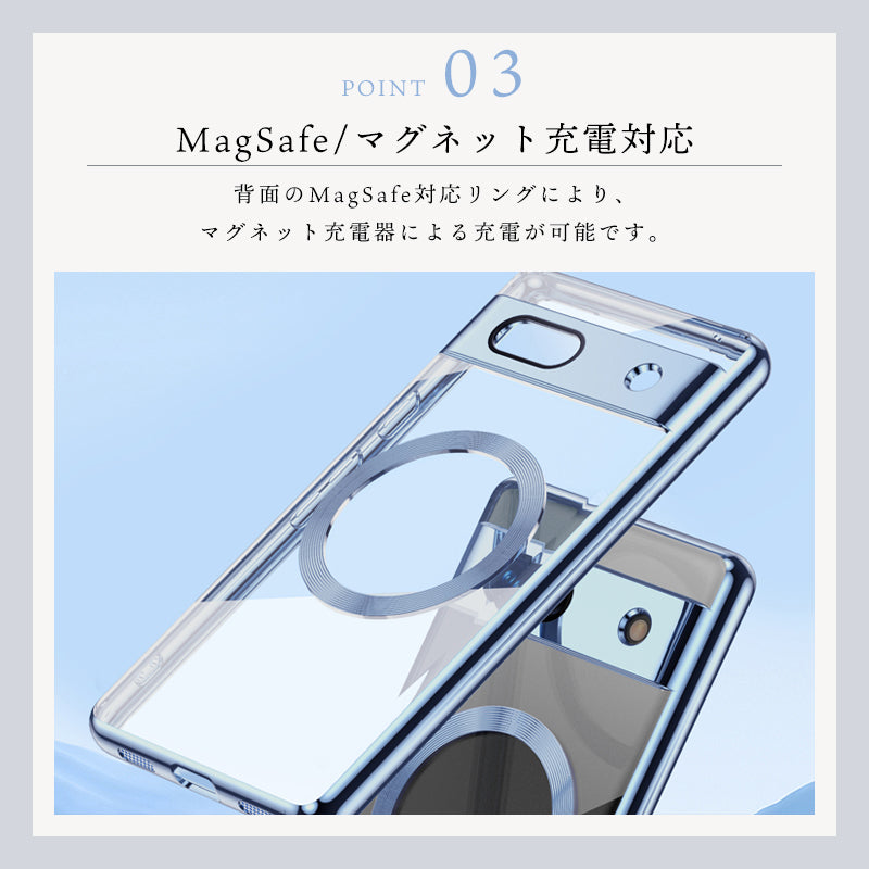 Google Pixel8a ケース メッキTPU クリア Pixel7a スマホケース カメラまで保護 magsafe対応 Pixel 8a Pixel 7a カメラカバー付 一体型 レンズ保護 ピクセル グーグル カバー メッキ クリアTPU マグセイフ 韓国 au docomo 楽天モバイル