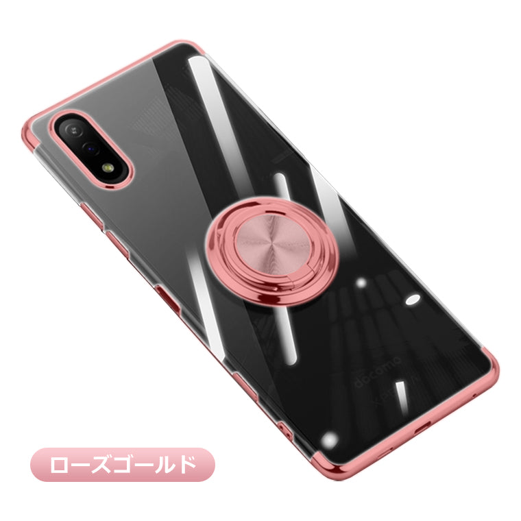 Xperia10 IV Xperia Ace III ケース リング付き メッキ クリアTPU カバー Xperia1 IV 5IV SO-54C SOG09 スマホケース SO-52C A202SO SO-51C A201SO SO-53C A203SO エクスペリア ace3 マーク4 スタンド ストラップホール スマホカバー リング 韓国 サイドメッキ 耐衝撃