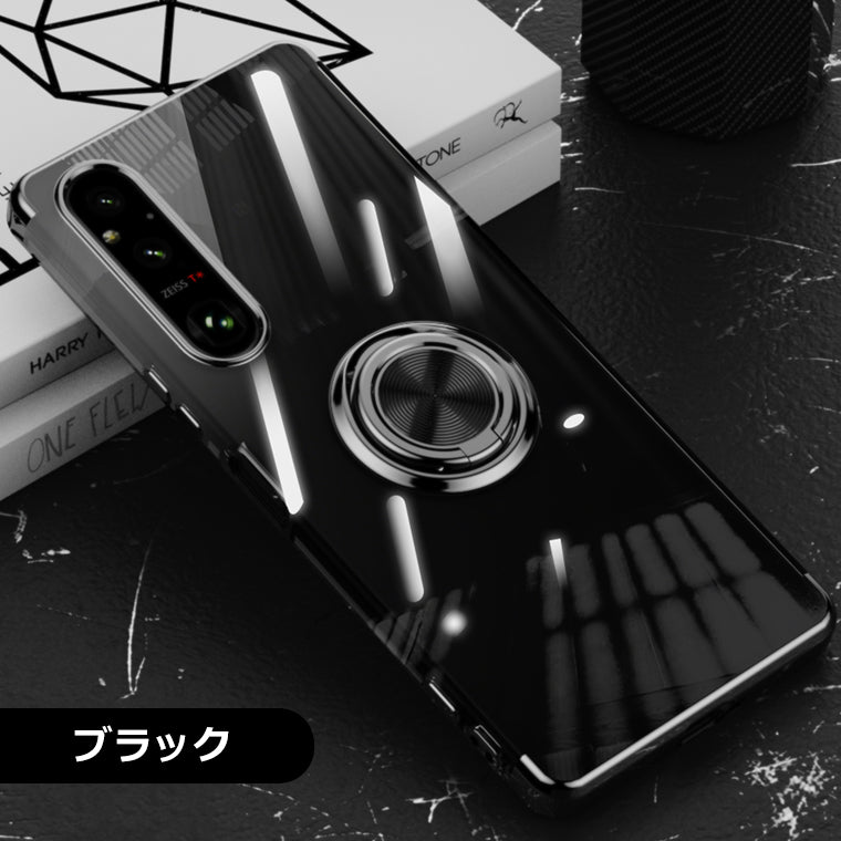Xperia 10V 1V 5V 10VI 1VI ケース リング付き メッキ クリアTPU カバー 10 V VI SO-52D SOG11 スマホケース 5V SO-53D SOG12 楽天モバイル Xperia10 VI SO-52E SOG14 A402SO VI SO-51E SOG13 A401SO SO-51D SOG10 SIMフリー スタンド スマホカバー リング 韓国 耐衝撃