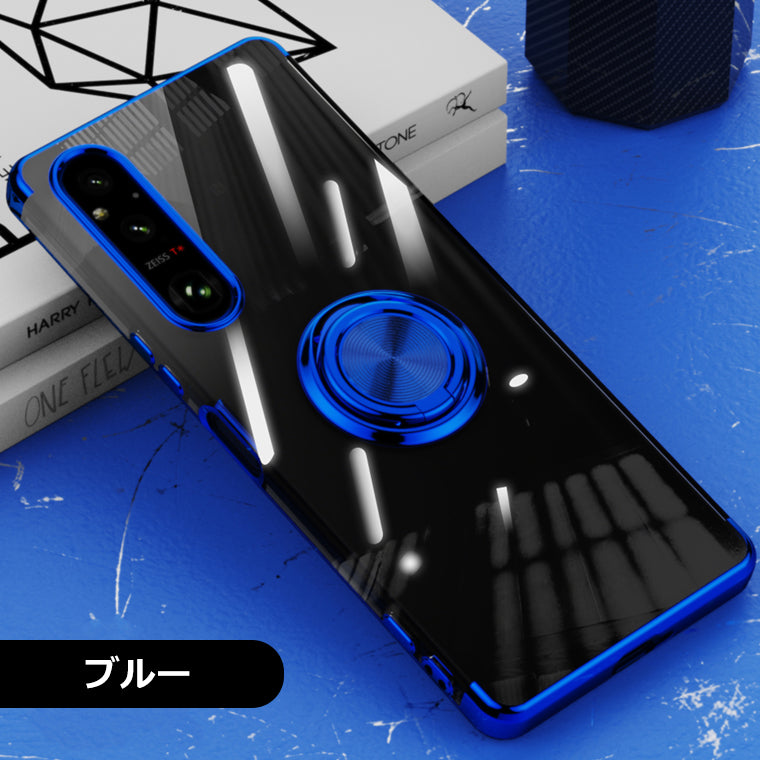 Xperia 10V 1V 5V 10VI 1VI ケース リング付き メッキ クリアTPU カバー 10 V VI SO-52D SOG11 スマホケース 5V SO-53D SOG12 楽天モバイル Xperia10 VI SO-52E SOG14 A402SO VI SO-51E SOG13 A401SO SO-51D SOG10 SIMフリー スタンド スマホカバー リング 韓国 耐衝撃