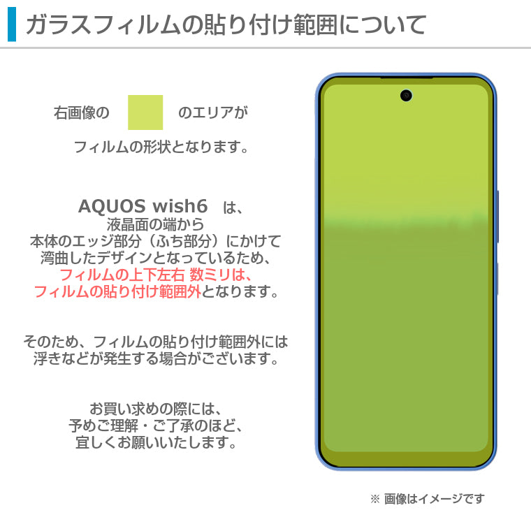 AQUOS wish6 フィルム 2D 保護 ガラスフィルム wish6 A604SH A603SH SH-M36 楽天モバイル Y!mobile SIMフリー 保護フィルム 画面 透明 強化ガラス