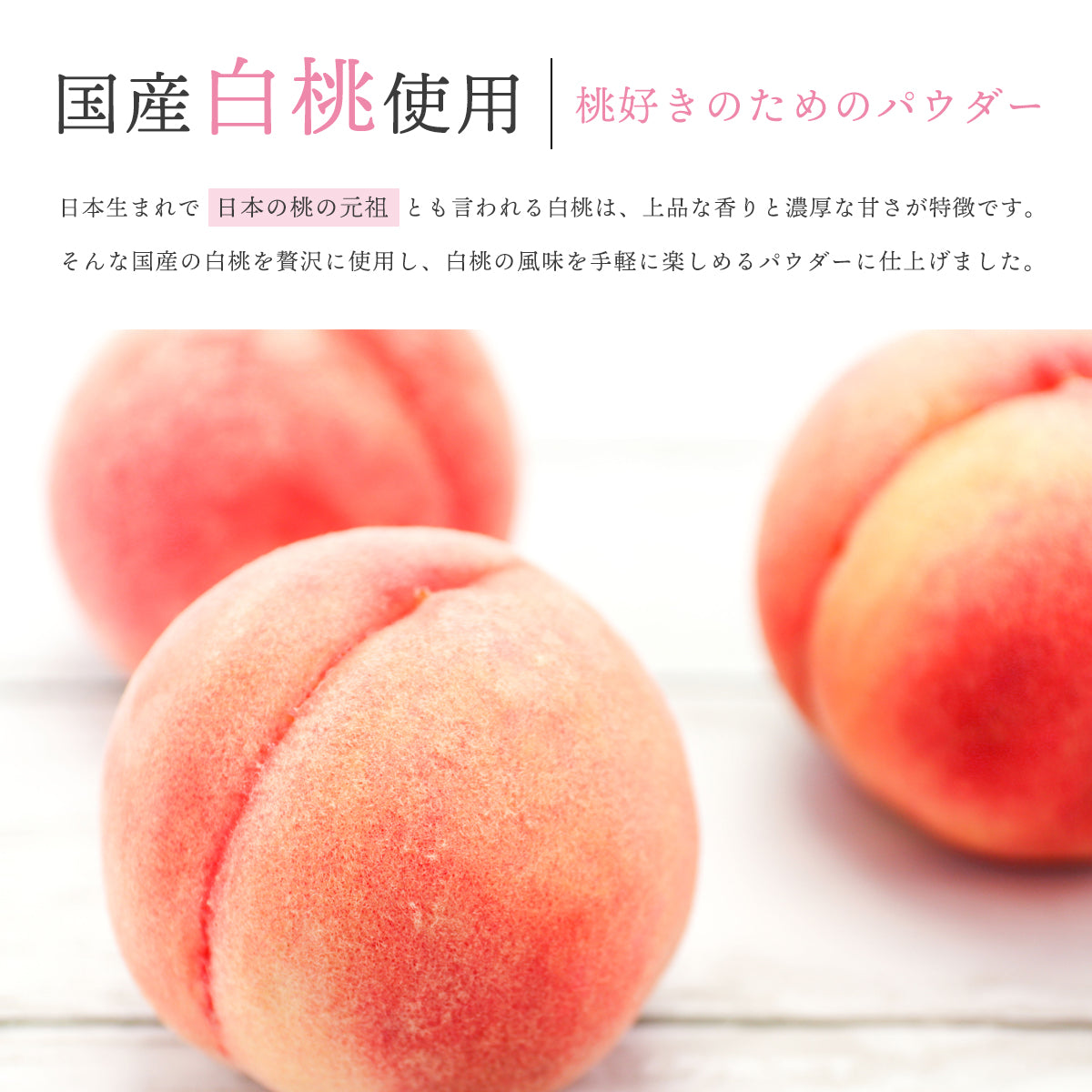 白桃パウダー 100g 国産 もも 粉末 スプレードライパウダー ピーチ 果汁 日本産 桃 ヨーグルト スムージー ジュース 紅茶 お菓子作り 材料 モモ