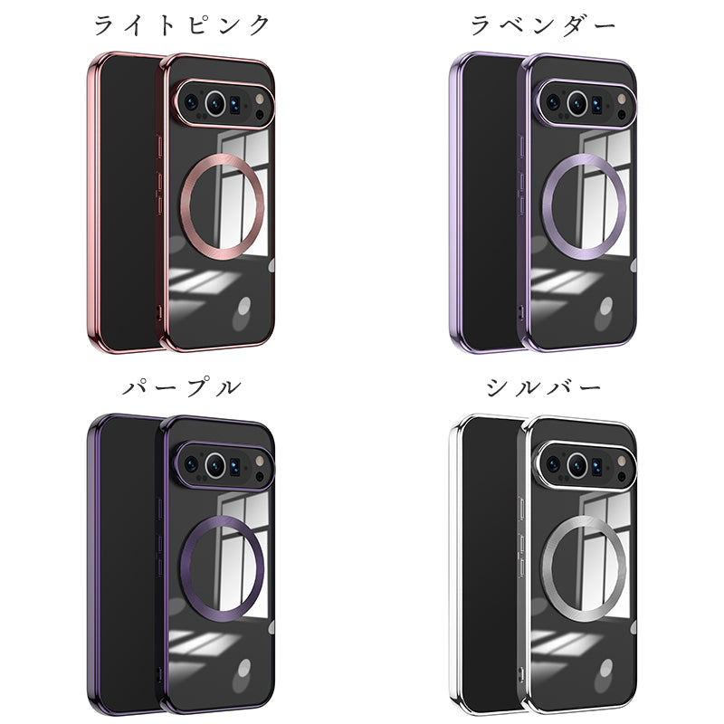 Google Pixel9 Pixel9Pro Pixel10 Pixel10Pro ケース メッキTPU クリア スマホケース magsafe対応 透明 ソフト スマホカバー ピクセル カバー 韓国
