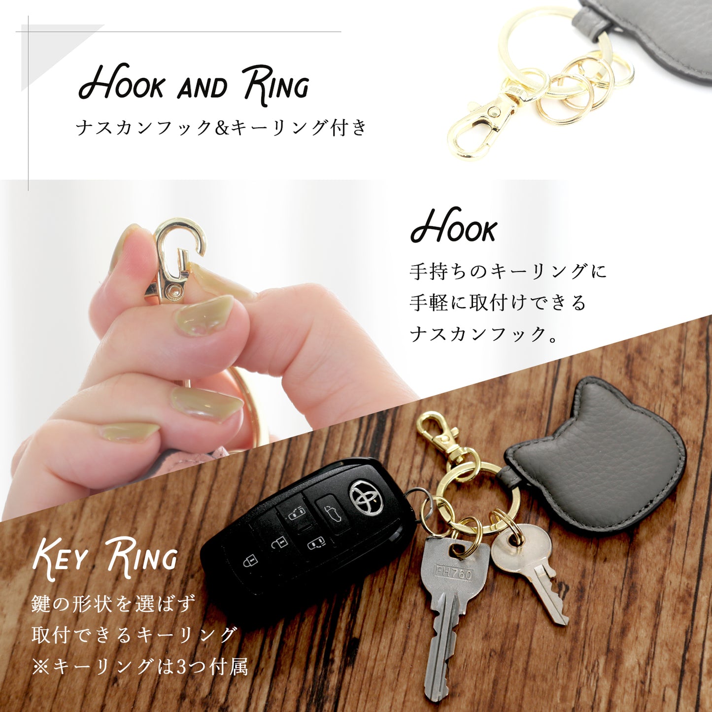 本革 猫型 キーホルダー ぷくちゃむ 正規品 ぷっくり かわいい チャーム KNUTe 革 シボ ナスカンフック キーリング じゃら付け バッグチャーム ネコ ねこ おしゃれ レディース プレゼント ギフト メンズ 誕生日 お祝い プレゼント