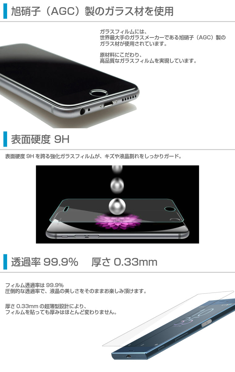Galaxy Feel SC-04J ガラスフィルム 強化ガラス 液晶保護フィルム Galaxy Feel フィルム SC-04J ギャラクシー フィール 9H/2,5D/0.33mm